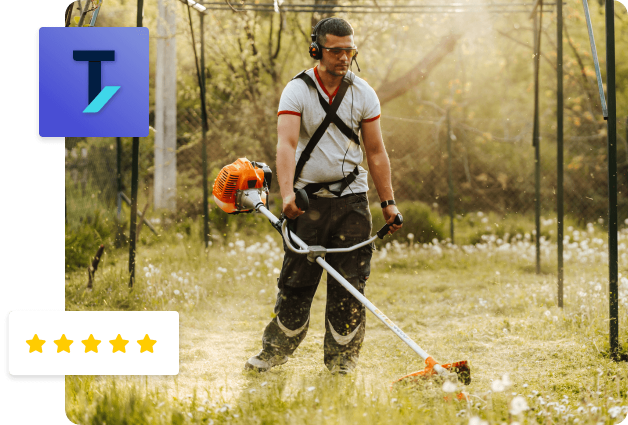 man servicing a lawn
