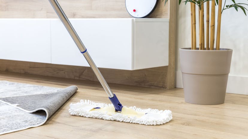 Dusting mop going under rug