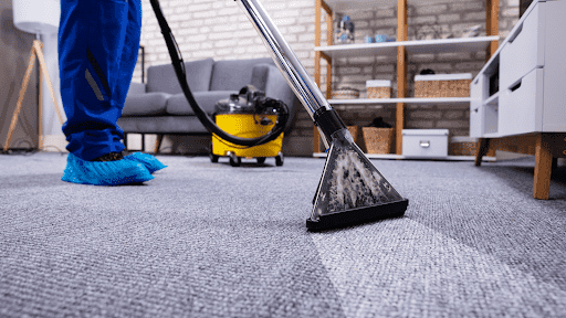 Carpet cleaner equipment picking up dirt from carpet