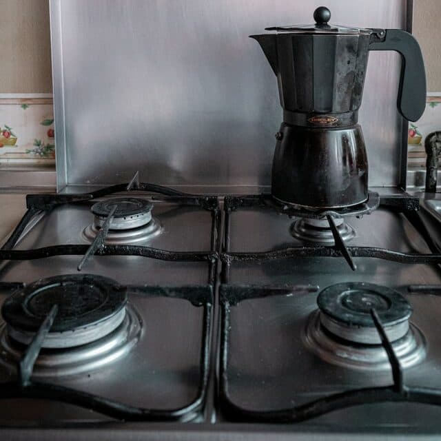 Closeup of a gas stovetop
