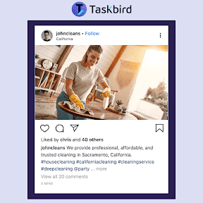 Social media post example of Instagram