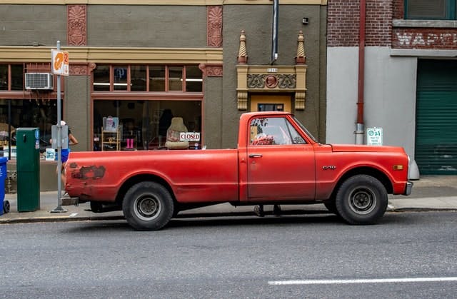 Pick up truck parked on the street